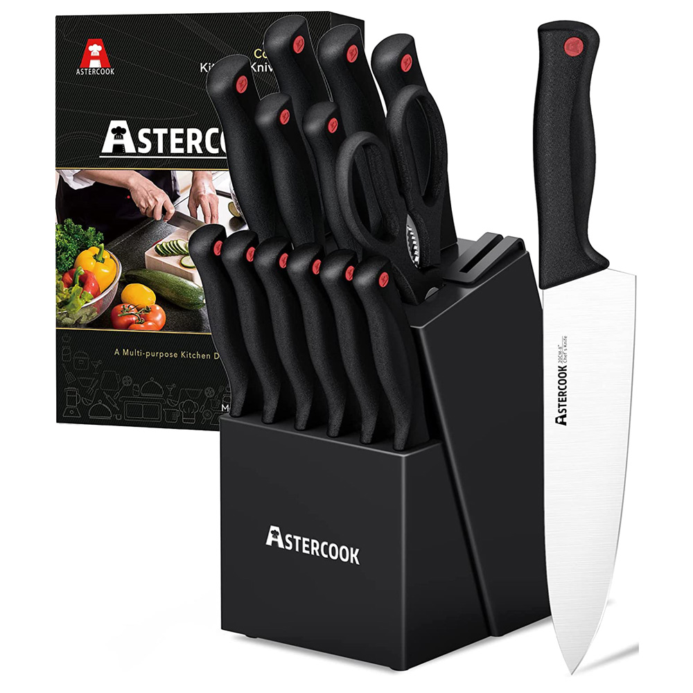 Astercook1.jpg Astercook Knife Set with Built-in Sharpener Block - Image 1